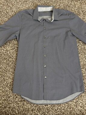 Kenneth Cole Reaction Slim-Fit Navy Microdot Dress Shirt